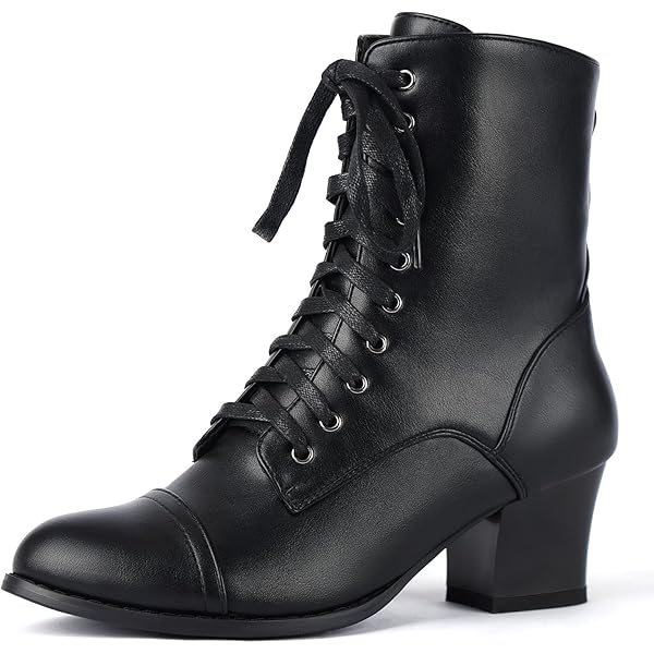 Amazon.com | UTIKLIOU Women's Lace up Mid Calf Combat Boots Side